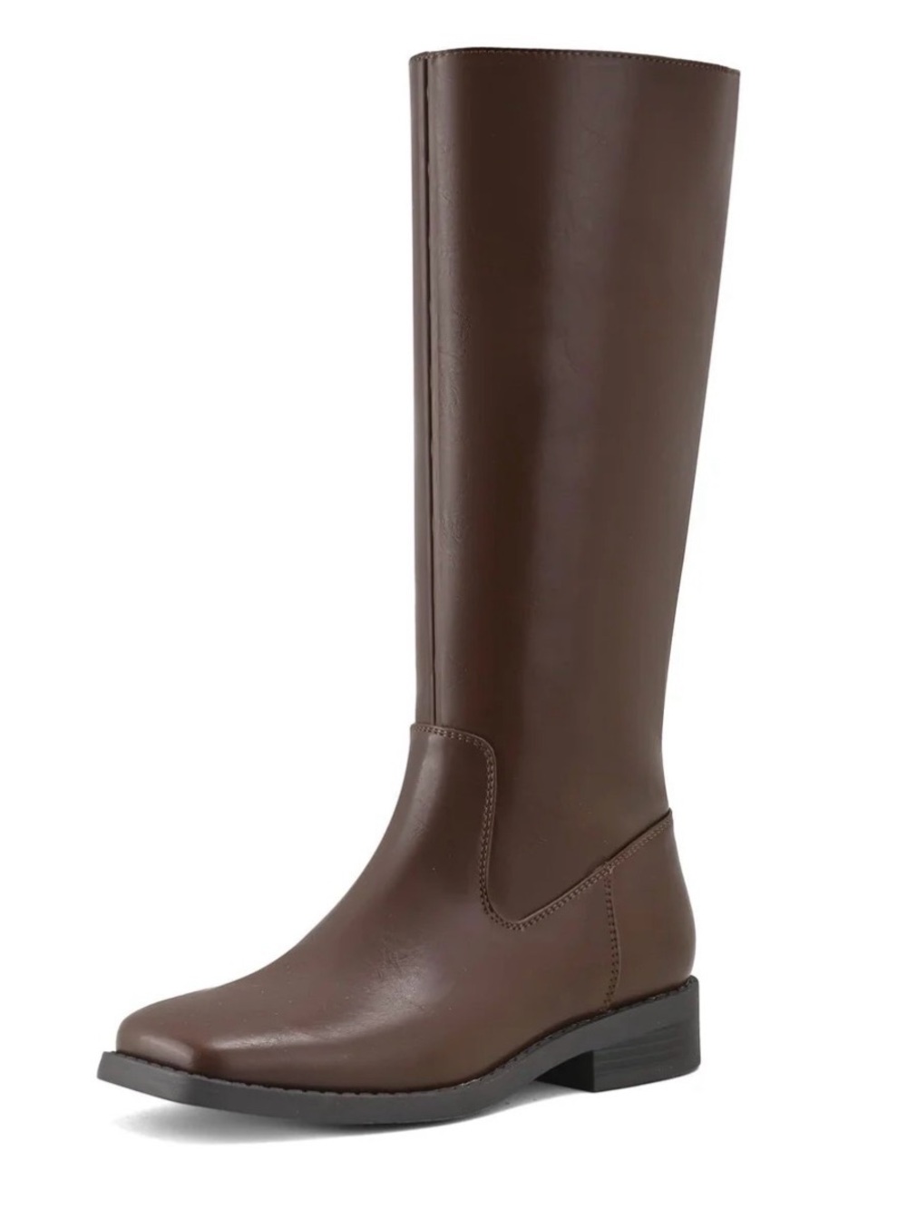 Shoe' N Tale Womens Brown Knee-High Riding Boots Faux Leather square Toe 8.5